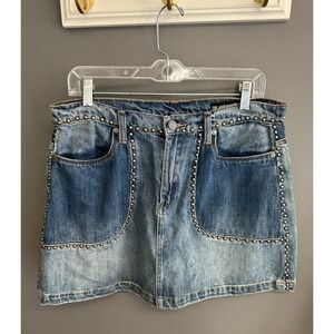 Blank NYC Denim Skirt Womens Size 31 Studded Jean Mini Festival Party Classic